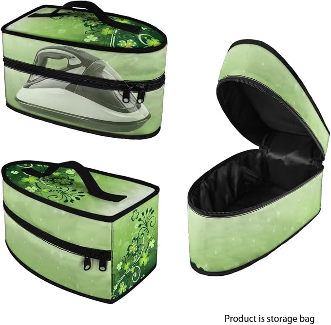 Green Lucky Leaves Design Iron Storage Case Protective Carrying Bag - Image 7