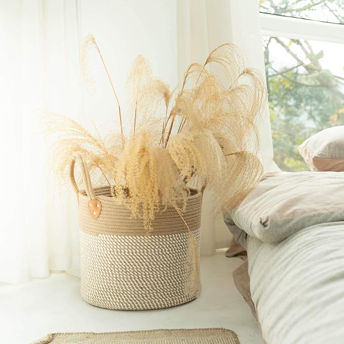 CHICVITA Large Wicker Jute Woven Storage Basket - Image 8