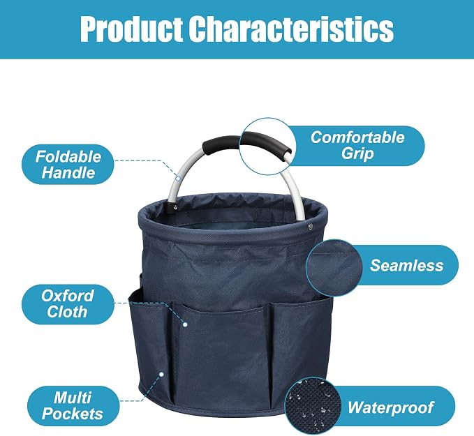 17L Cleaning Caddy with Handle, 4.5 Gallon Cleaning Supply Caddy Foldable - Image 3