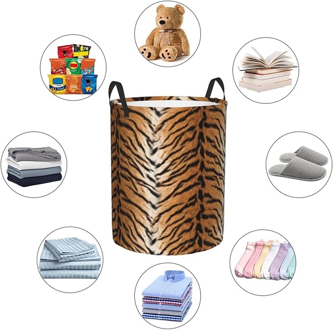Tiger Animal Texture Laundry Hamper Bag - Image 5