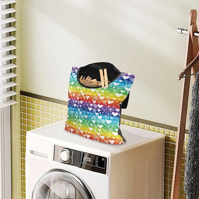 Rainbow Hearts Pin Collector Bag Clothespin Storage Bag Machine Washable - Image 2