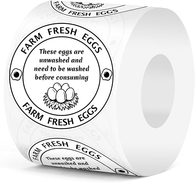 500 Pcs 2 Inch Farm Fresh Eggs Carton Labels Self-Adhesive Unwashed Stickers by Bueake