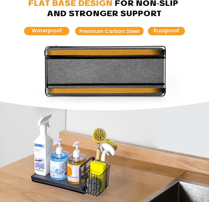KONE Black Kitchen Sink Caddy: Kitchen Sponge Holder - Image 4