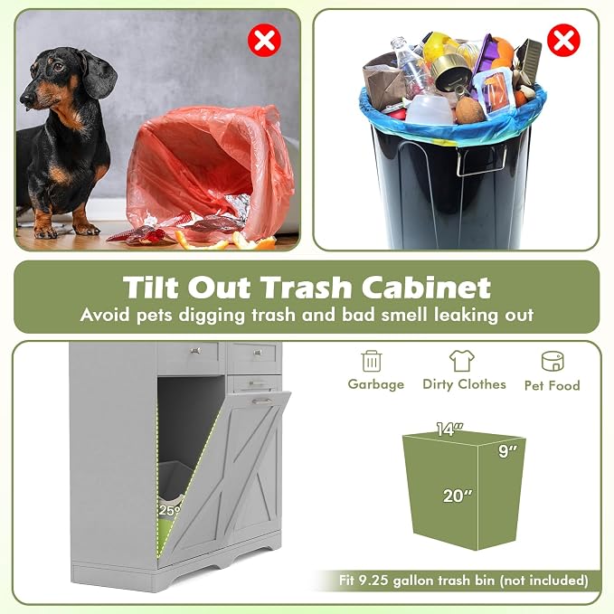 LOKO Tilt Out Trash Can Cabinet, Kitchen Island - Image 6