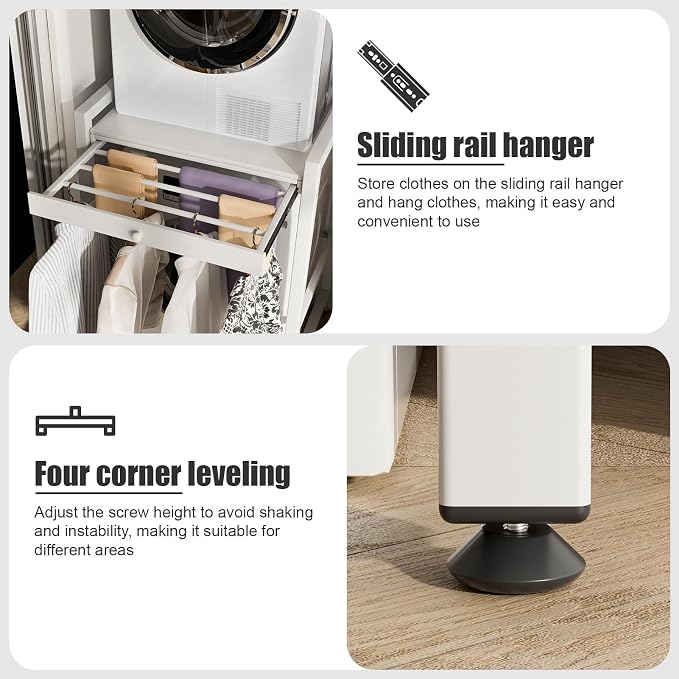 YOXIER Laundry Room Shelves & Drying Rack, Adjustable Over Washer Storage Shelf - Image 6