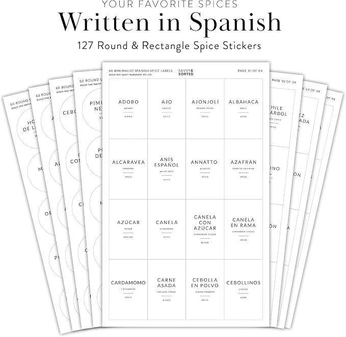 127 Spanish Spice Labels Stickers Preprinted Waterproof, Spice Jar Labels - Image 2