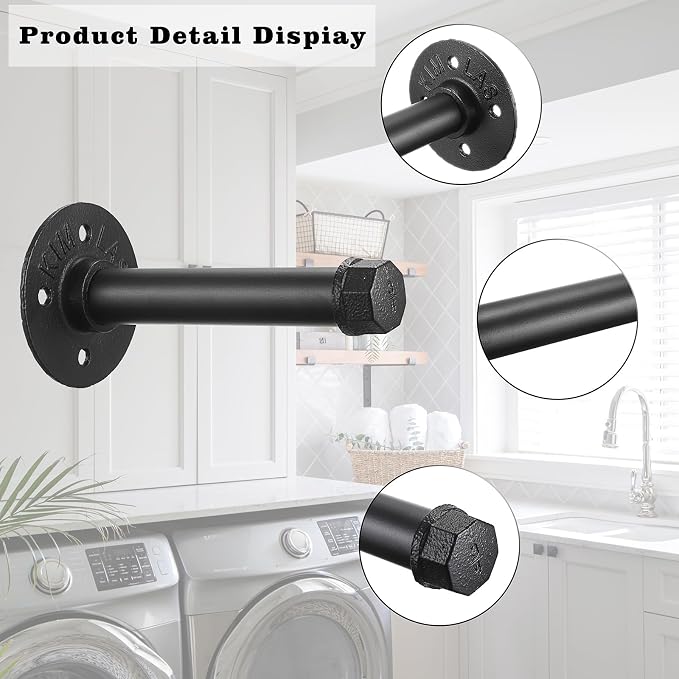 Sumnacon 2 Pcs 5.9 Inch Industrial Pipe Clothes Bar - Image 4