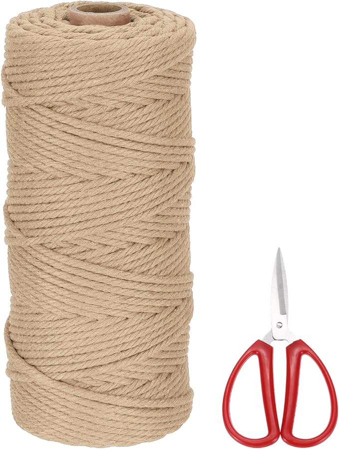 MECCANIXITY Braided Macrame Cord, 3mm x 109 Yards Natural Cotton Rope Macrame by MECCANIXITY
