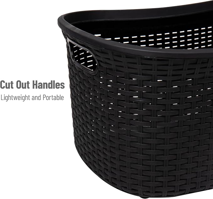 Mind Reader 40L Laundry Basket, Clothes Hamper, Premium Wicker Design - Image 4