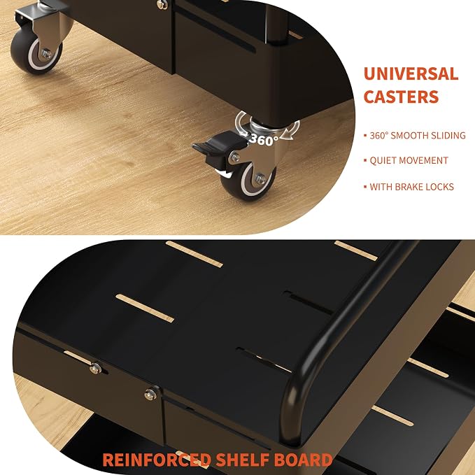 HOTEAGLE 4-Tier Rolling Cart Metal Expandable Utility Carts - Image 4