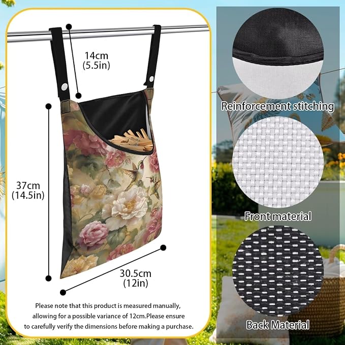 Clothes Pin Hanging Bag with Large Opening, Lightweight Hanging Laundry Bag - Image 6