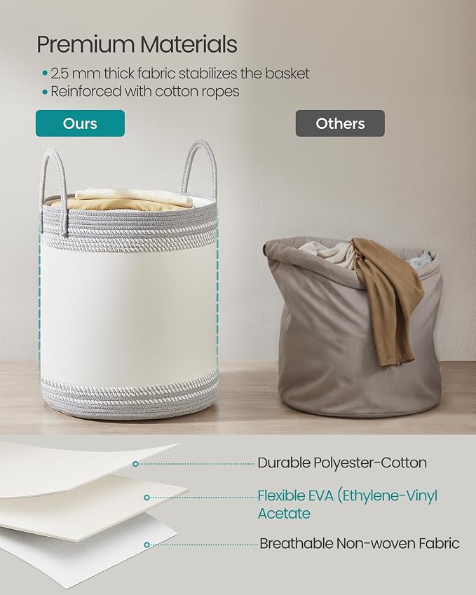 SONGMICS Laundry Hamper, Cotton Rope Laundry Basket - Image 5