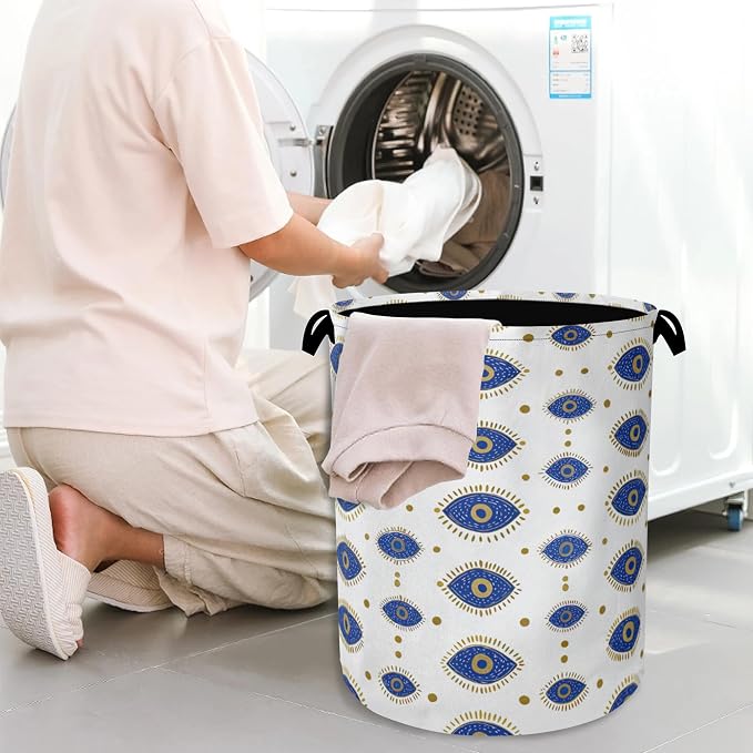 Evil Eyes Laundry Basket, Foldable Oxford Cloth Tote Bag Laundry Hamper Clothes - Image 7