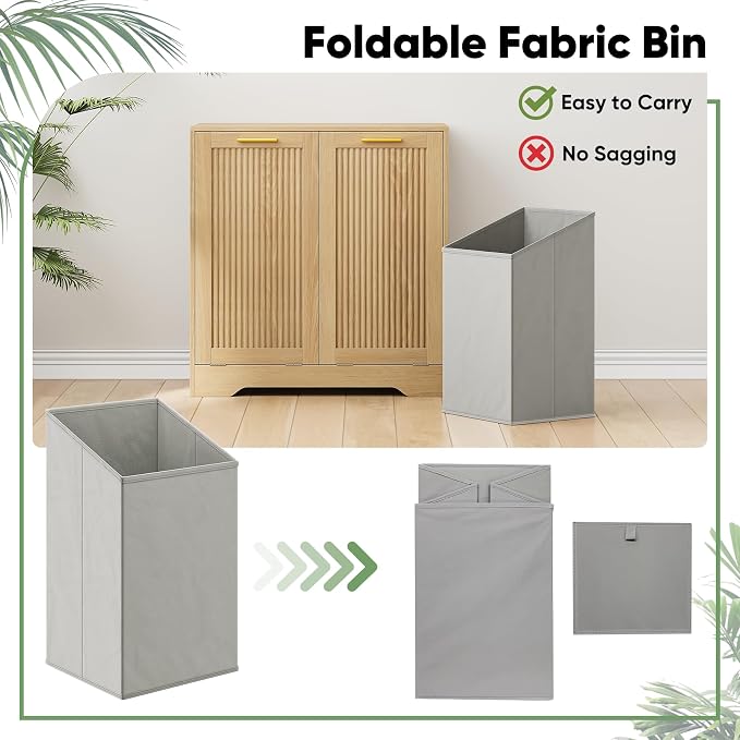 Smuxee Double Tilt Out Laundry Hamper Cabinet, Hidden Laundry Cabinet - Image 5