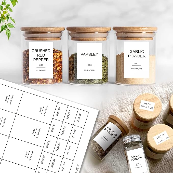 191 Spice Jar Labels Preprinted Minimalist Stickers - Image 5