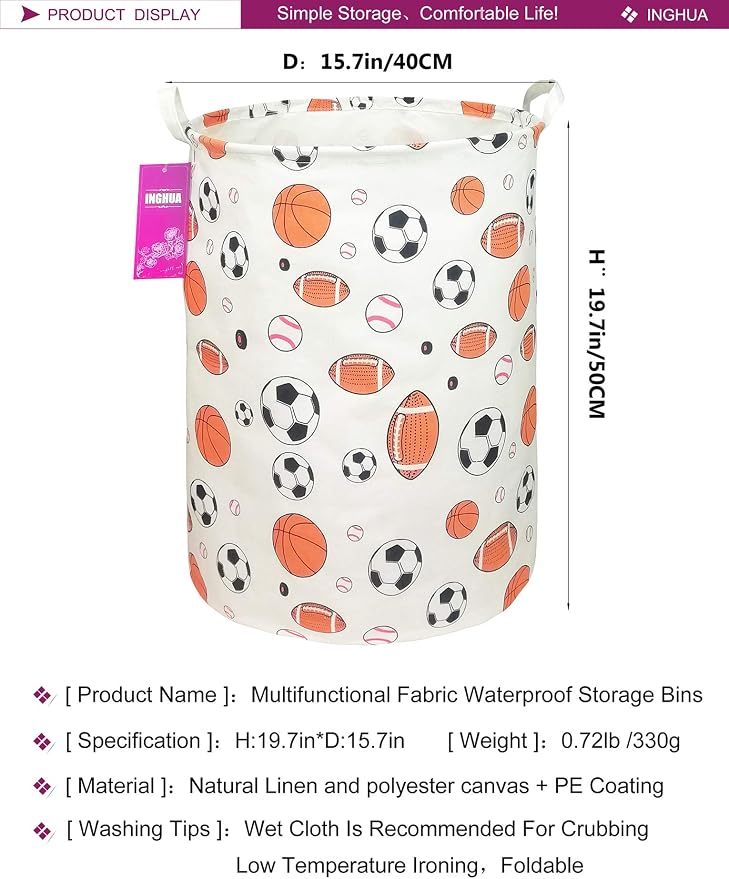 Laundry Hamper Large Canvas Fabric Lightweight Storage Basket/Toy - Image 2