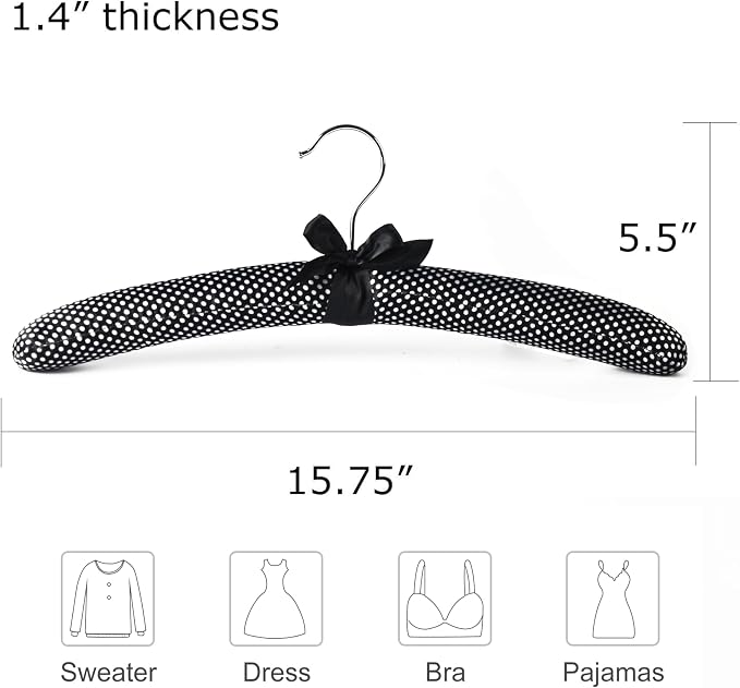 Satin Padded Sweater Hangers Polka Dot, Blouse Hanger - Image 2