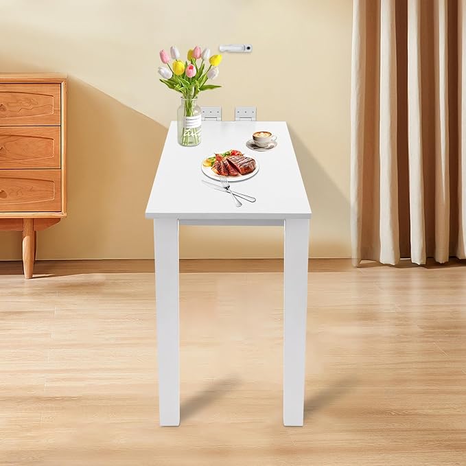 Wall Mounted Folding Table, Wood Folding Dining Table - Image 5