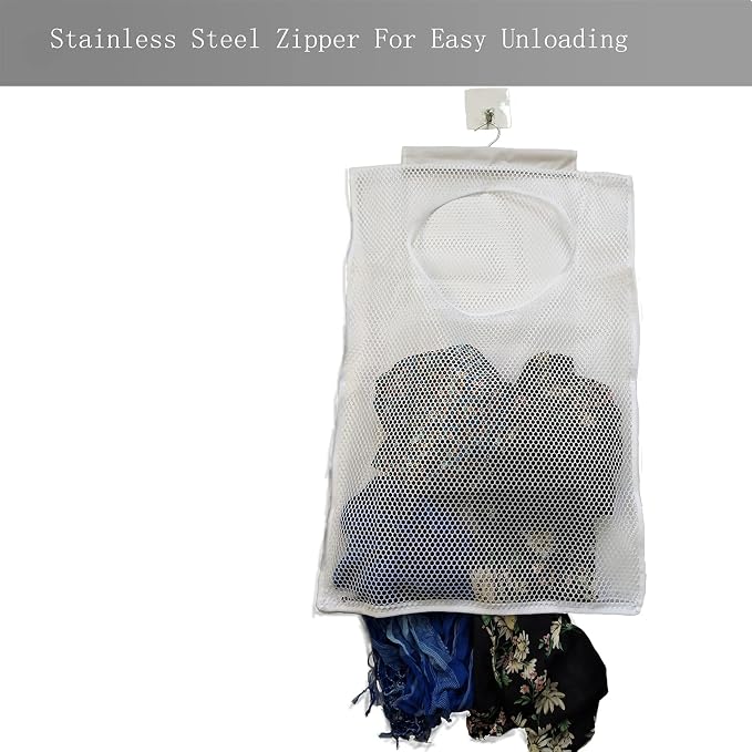 Hanging Mesh Laundry Hamper Large Dirty Clothes Bag, Can Be Used Behind The - Image 4