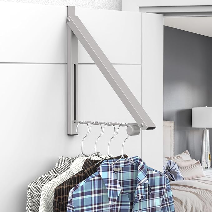 Clothes Drying Rack for Laundry Room Organization, Foldable Over The Door - Image 6