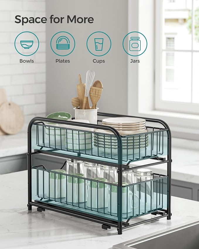 SONGMICS 2-Tier Pull Out Cabinet Organizers, Under Sink Organizer, Bathroom - Image 5