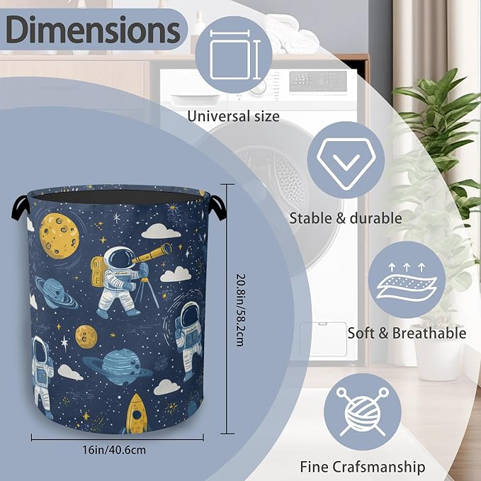 Astronaut Laundry Basket, Rocket Planet Foldable - Image 2