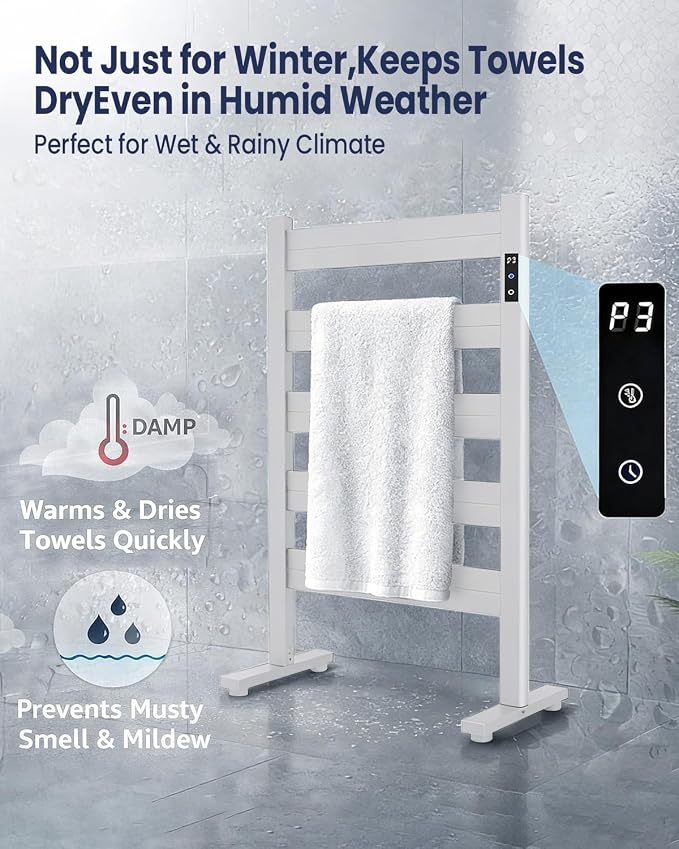 Freestanding Towel Warmer – 5-Bar Heated Towel Rack - Image 7