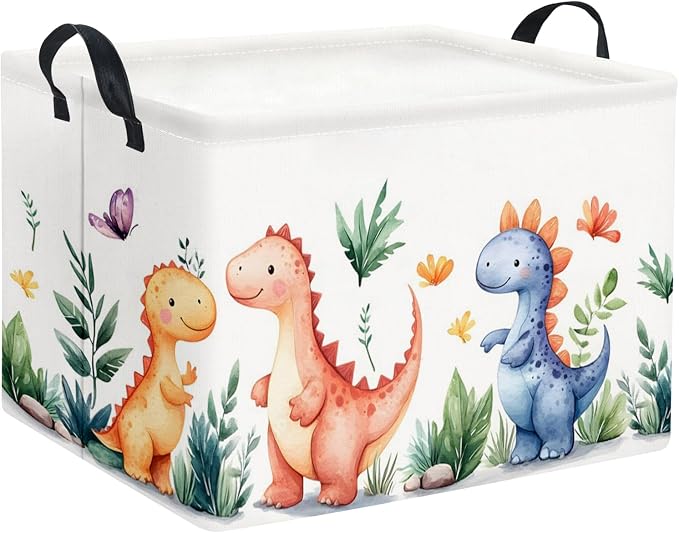 HIYAGON Rectangular Dinosaur Basket Kids Baby Storage Bin Toy Basket Organizer by HIYAGON
