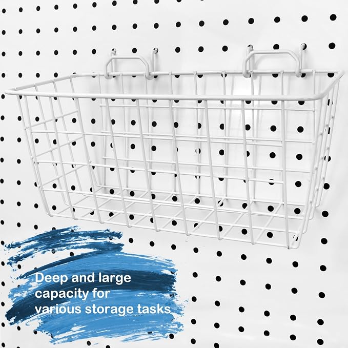 G.CORE 2 Pack Pegboard Baskets, Metal Shelves Hooks to 1/8" 1/4" Peg Boards - Image 5