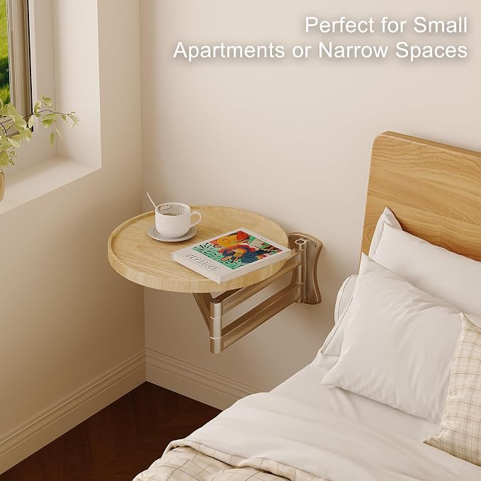 Wall Mounted Folding Table, Small Solid Wood Drop Down Floating Wall Desk - Image 2