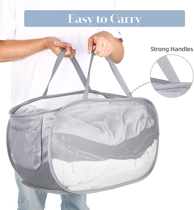 4 Pack Durable Collapsible Laundry Baskets, Mesh Foldable Laundry Basket - Image 5