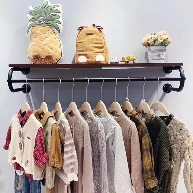 Wall-Mounted Garment Rack, Boutique Clothing Stores Display Closet Rod - Image 2
