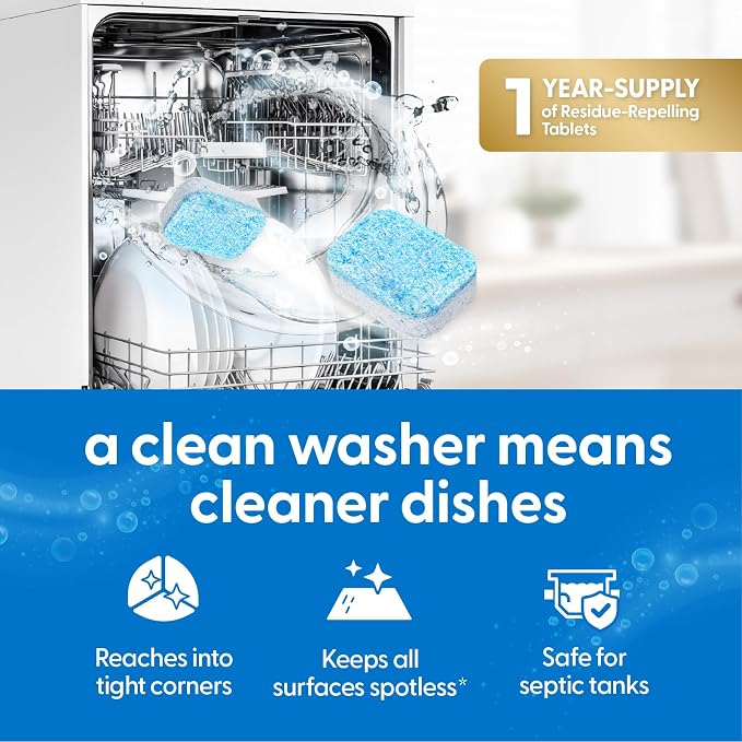 Dishwasher Cleaner & Deodorizer Tablets, Fights Grime, Residue & Odor, Heavy - Image 8