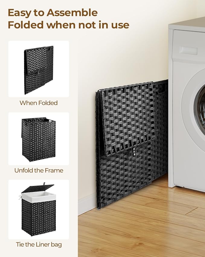 Greenstell Laundry Hamper with Lid, 90L Clothes Hamper with 2 Removable Liner - Image 7