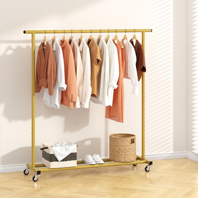 Buzowruil Metal Rolling Clothing Rack Adjustable Freestanding Garment Organizer - Image 2