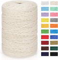 Macrame Cord 3mm x 328yd | 100% Natural Cotton Macrame Rope | 4 Strand Twisted by MacraBoho