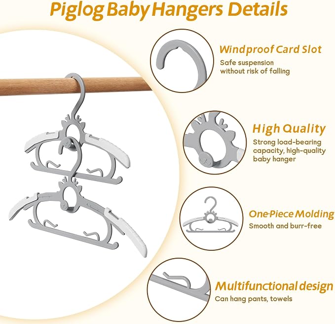 Toddler Hangers 60PCS, 45g Ultra-Thick Space Saving Non-Slip Plastic Hanger - Image 4