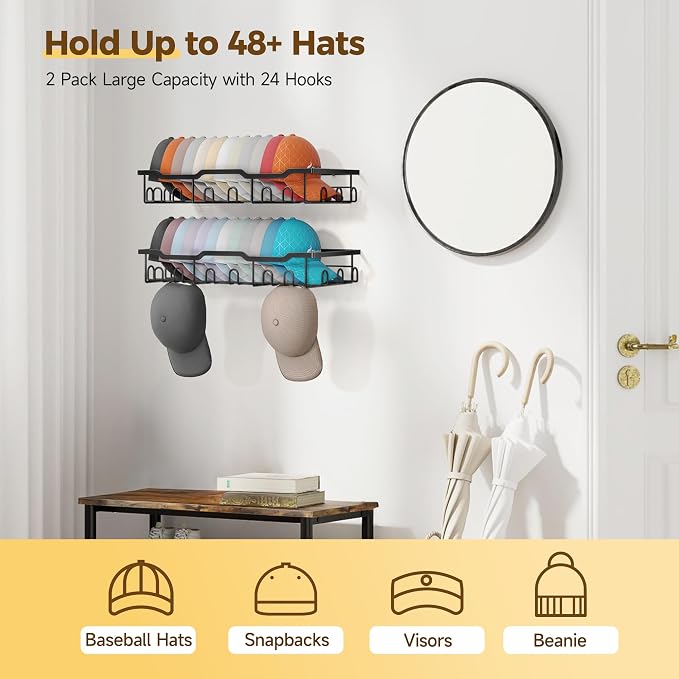 Nicetree Hat Racks for Baseball Caps Wall - Image 2