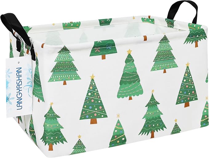LANGYASHAN Rectangular Storage Bin Collapse Canvas Fabric Cartoon Storage Basket by LANGYASHAN