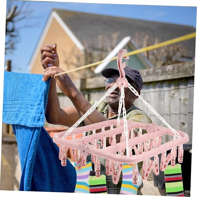 Foldable Drying Rack with Clips Space-Saving Laundry Hanger - Image 3