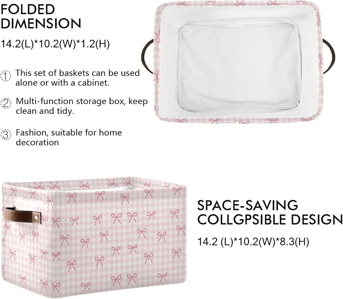 Wamika Pink Cherry Bow Storage Basket - Image 2