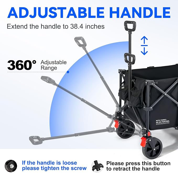 200L Collapsible Foldable Wagon, Large Heavy Duty Wagon Cart - Image 7