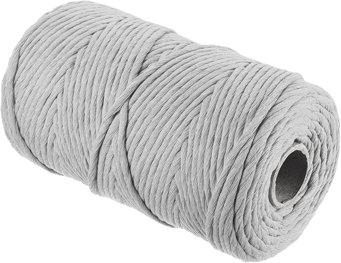 MECCANIXITY Cotton Rope Twisted Braided Twisted Single Strand Cord, Light Gray - Image 3