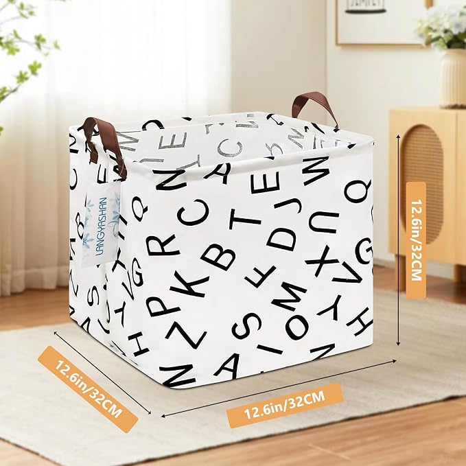 LANGYASHAN Square Storage Baskets Waterproof Canvas Children Laundry Nursery - Image 2