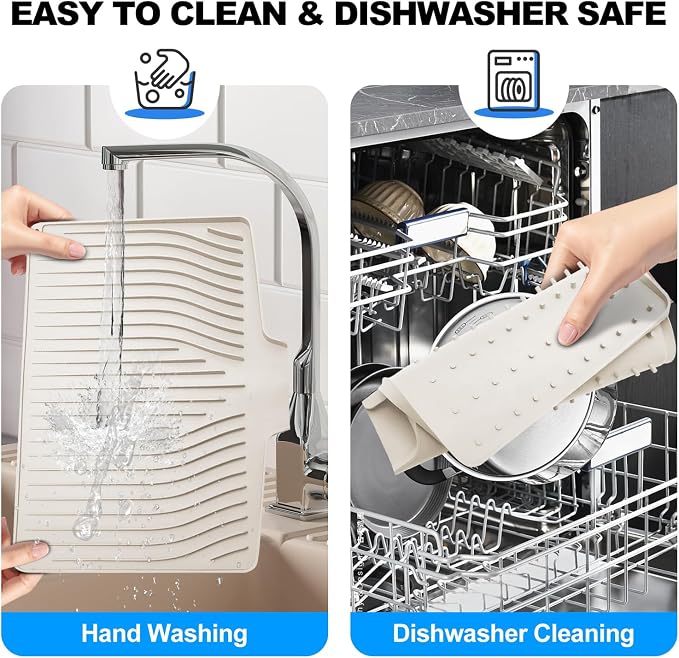 Silicone Dish Drying Mat for Kitchen Countertops and Sinks, 19 x13.7 Inch Non - Image 5