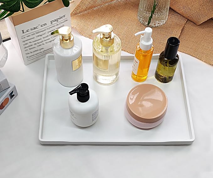 White Serving Tray for Serving Accessory, Elegant & Stackable Plastic Tray for - Image 2