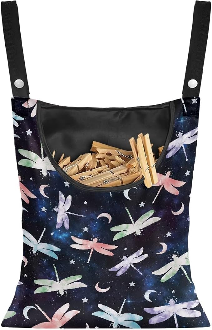 Dragonfly Moon Pin Collector Bag Clothespin Storage Bag Machine Washable by Psesaysky