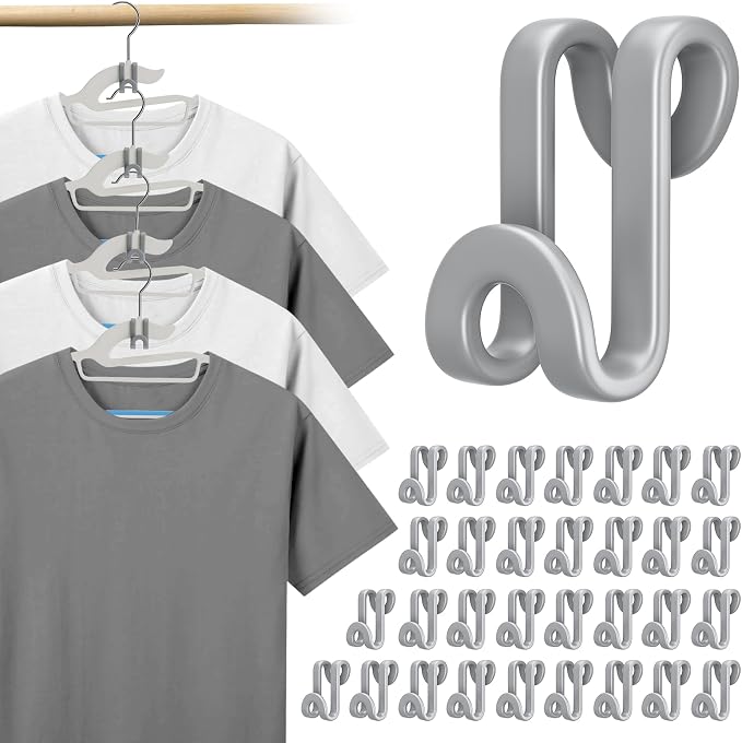 Tinfol Hanger Connector Hooks, Heavy Duty Clothes Hanger Extender Clips by Tinfol