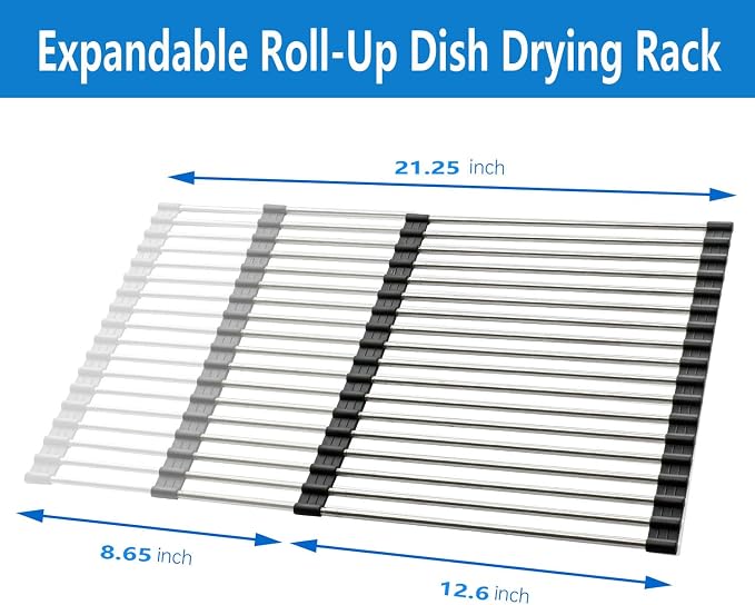 Expandable Large Draining Rack, Roll Up Heat-Resistant Dish Drainer - Image 6