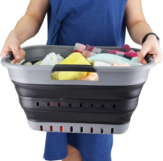 SAMMART 19L Collapsible Super Mini 3 Handled Plastic Laundry Basket - Image 7